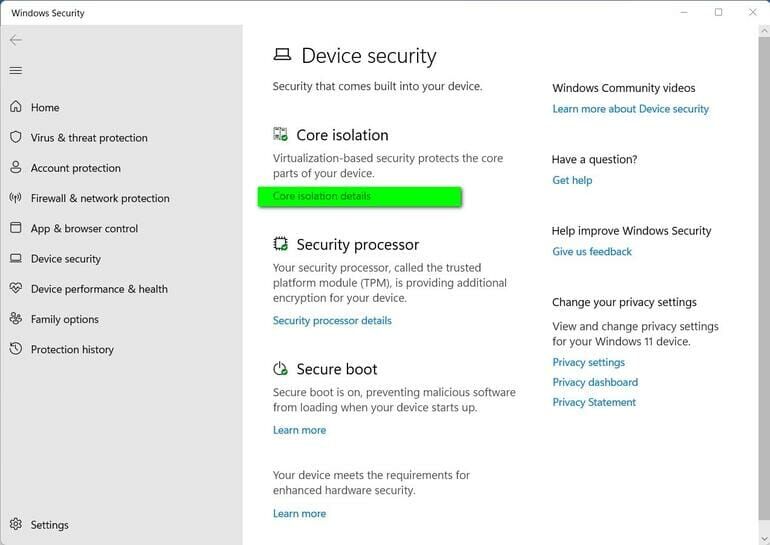 Disable core isolation. Privacy and Security > Windows Security > device Security > Core Isolation. Изоляция ядра Windows 11. Параметры поиска в виндовс 11. Virtualization based Security Windows 11 отключить.